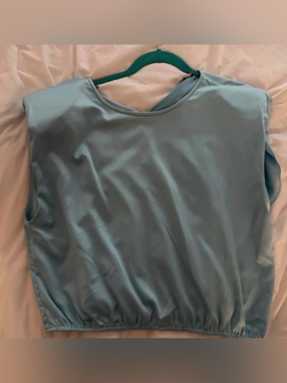 Women's Satin Top in Dusty Blue